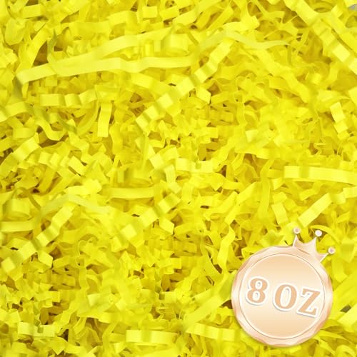 Image of 1 /2LB Fluorescent Yellow Crinkle Cut Paper Shred Filler Great for Gift Wrapping, Basket Fillers, Birthday, Gift Wrapping, Anniversary, Halloween Thanksgiving Christmas Party Decor Filling Supplies