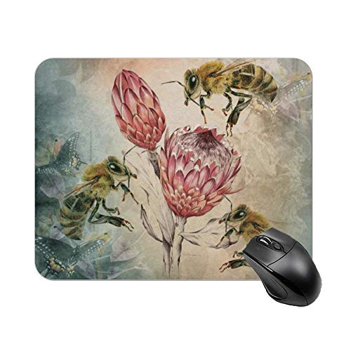Preisvergleich Produktbild Aquarell honigbiene und blume, Rutschfeste gummibasis mousepad, Bürobedarf mauspad, Mausmatte