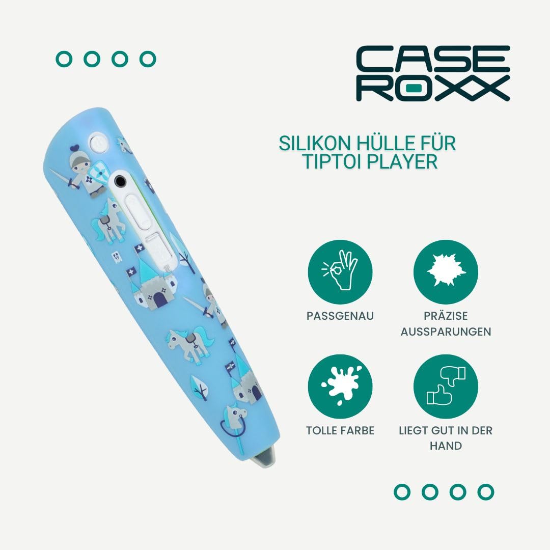 caseroxx Protective Cover for Ravensburger Create (0080X), Silicone Case for Ravensburger TipToi, Blue Knight Pattern - Image 2