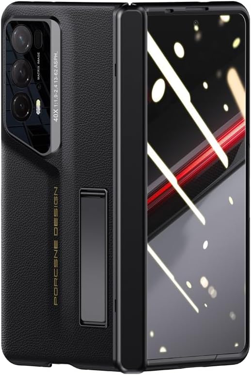 Compatible with Huawei Honor Magic V2 RSR Case [Hidden Kickstand] [Screen Protector] Rugged Shockproof 360 Full Protective Phone Cover+Kickstand Compatible with Honor Magic V2 RSR (Color : Black)