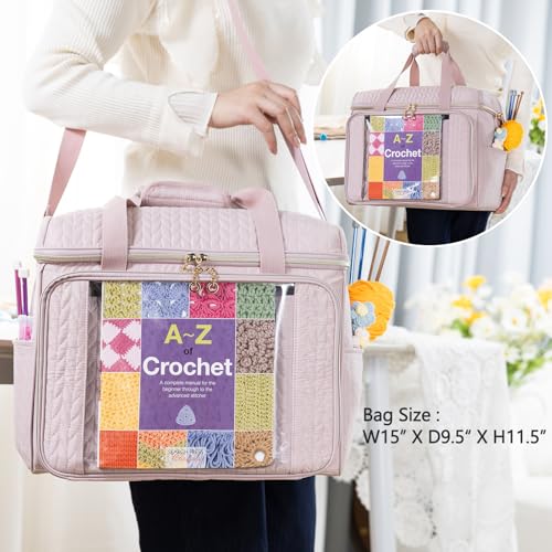 Image of MYBAGZING Large Yarn Storage Bag,Crochet Bag Organizer,Yarn Bags for Crocheting,Crochet Storage Bag with Pockets for Crochet Hooks, Crochet Accessories,Knitting Bags,Gifts for Crocheters