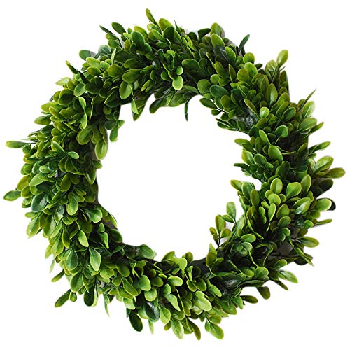 Fnfhsa Guirnalda De Hojas/Flores, 17,7 Pulgadas De Eucalipto Redonda Guirnalda De Puerta Verde Guirnalda para Casa Decoración De La Boda De Navidad De Pared (- 40 Cm)
