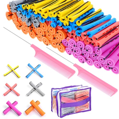 120 Pcs Hair Perm Rods Kit,6 Sizes Plastic Cold Perm