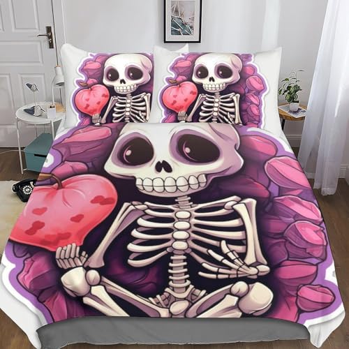 Housse de couette skeleton parure lit ado douce anti-pli - 5