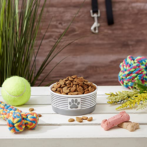 Bone Dry Paw & Patch Ceramic Pet Collection, Small Bowl, 4.25X2", Gray #TOP4
