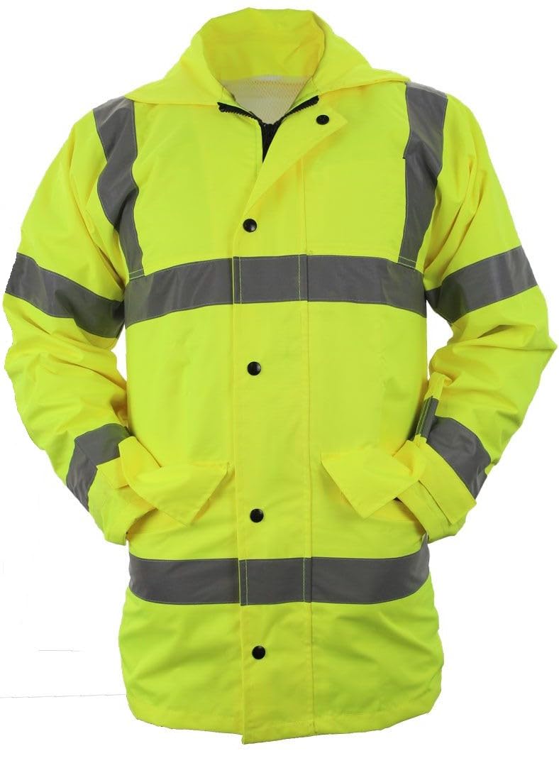 First Class High Visibility Water Resistant Raincoat Jacket and Pant With Reflective Stripes