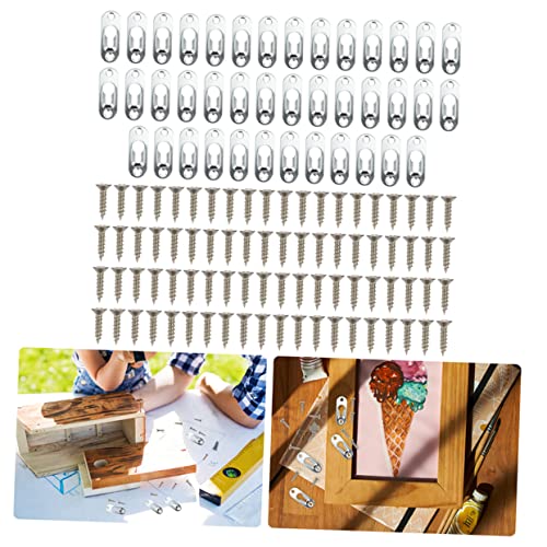 Image of COHEALI 50Pcs Keyhole Hangers Brackets for Picture Frames Easy Install Wall Mount Clips with Screws Solid Picture Hanging Hardware for Photos Artwork and Shelves
