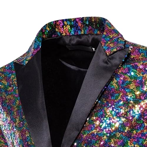 Mens Slim Fit 1 Button Blazer Jacket Shiny Suit Blazer Sequins Dress Coat Party Wedding Suit Blazer Outwear2