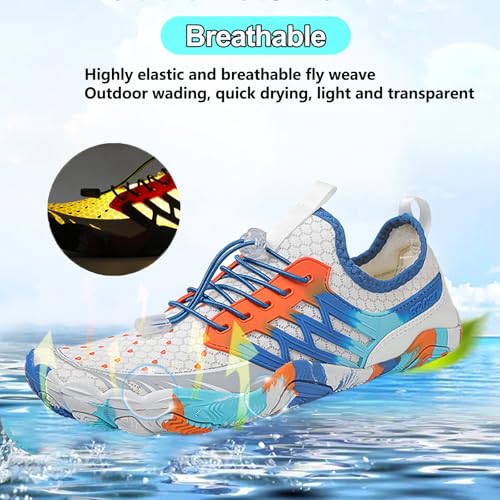 Image of Beach Water Shoes for Women Men Quick Dry Non-Slip Wide Toe Hike Barefoot Footwear for Beach Pool Aqua Swim Surf Walk