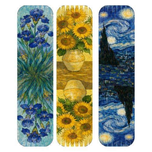 Image of Zesta Magnetic Bookmark | Aesthetic Book Mark for Reading | Cute Anime Bookmarks for Kids, Students | Book Accessories for Novels, Gifts for Readers (Van Gogh Inspired, Medium (9X2.5 Cms))