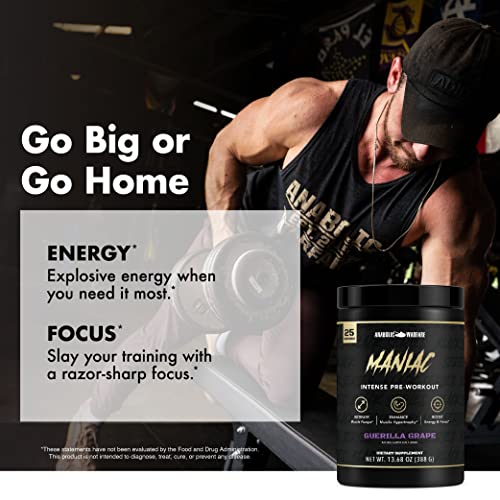 Anabolic Warfare Black Series Maniac, Pre-Workout Powder, Supports Nitric Oxide, Muscle Pumps, And Protein Synthesis*Apple Ambush #TOP7
