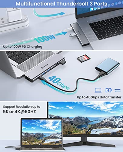 Usb C Hub Adapter Macbook - Utechsmart 7 In 2 Macbook Pro/Air Accessories Multiport Adapter With Thunderbolt 3 Port, 100W Pd 5K@30Hz, 40Gbps 4K Hdmi, 3*Usb3.0 Data Port Sd And Microsd Card Reader #TOP2