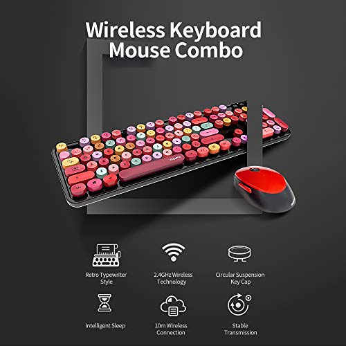 Juego de teclado y mouse inalámbrico de 2.4G con teclas redondas para PC 4