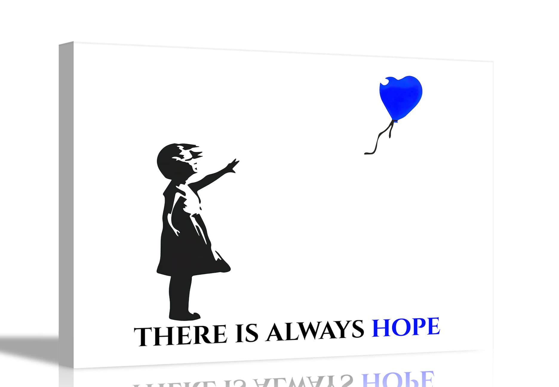 Artley Prints Girls Blue Always Hope Balloon By Banksy Quote Canvas Prints Framed Wall Art Graffiti Pictures Home Bedroom 86 X 61Cm (34 X 24 Inches) A1