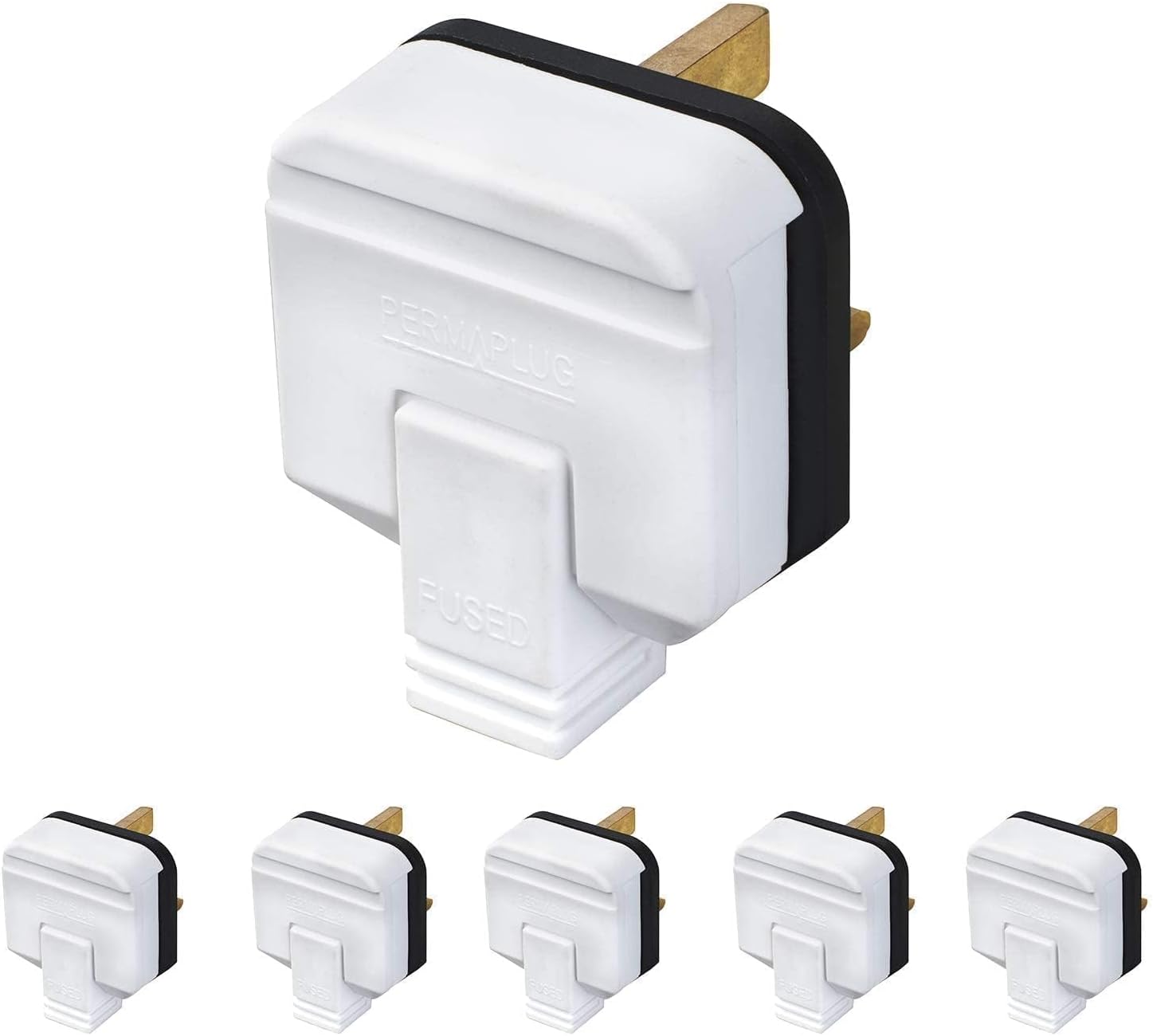 Permaplug Black Heavy Duty Rubber 13A UK 3 Pin Fused Plug Top