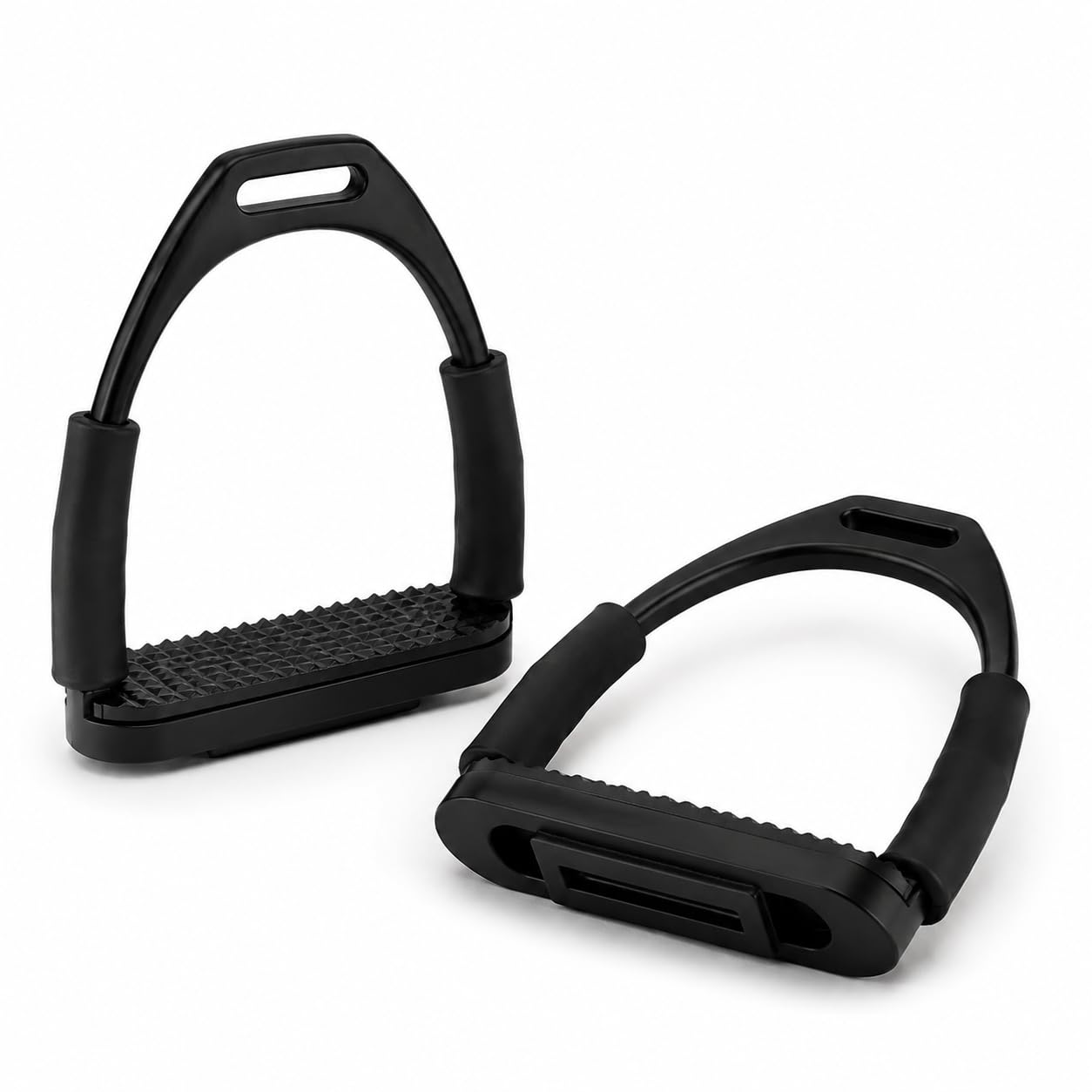 JRI Flexible Safety Stirrups 4.5 Inch Black – Stainless Steel Horse Riding Irons | Flexible Stirrups for Comfort & Secure Foot Position