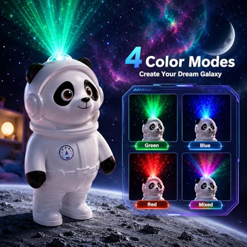 Image of One94Store Space Panda Star Projector Lamp with Bluetooth Speaker | Galaxy Night Light for Bedroom | Laser + LED Dual Light | USB Powered | Touch Control | Kids Night Lamp for Home Decor & Gifting