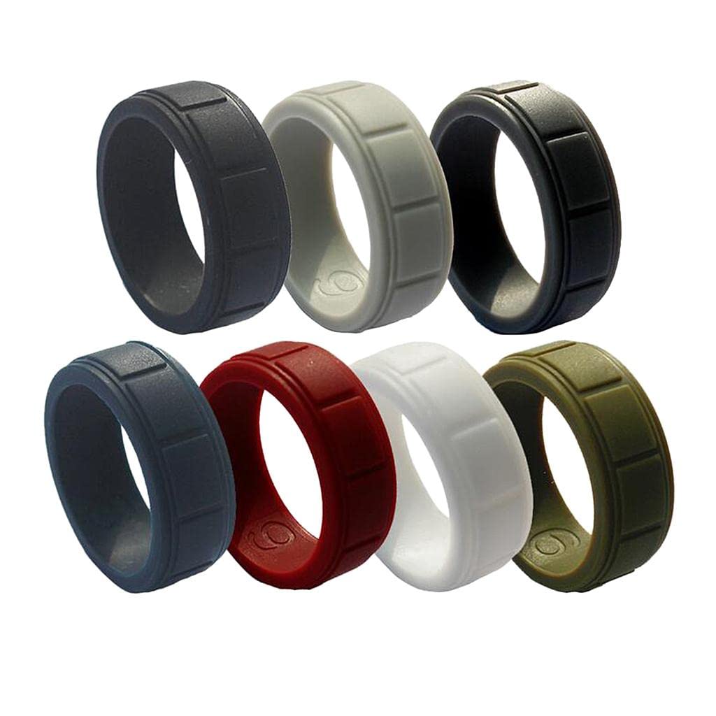7 Piece 8mm Wide Flexible Rubber Silicone Wedding Finger Ring Band US Size10-image-13