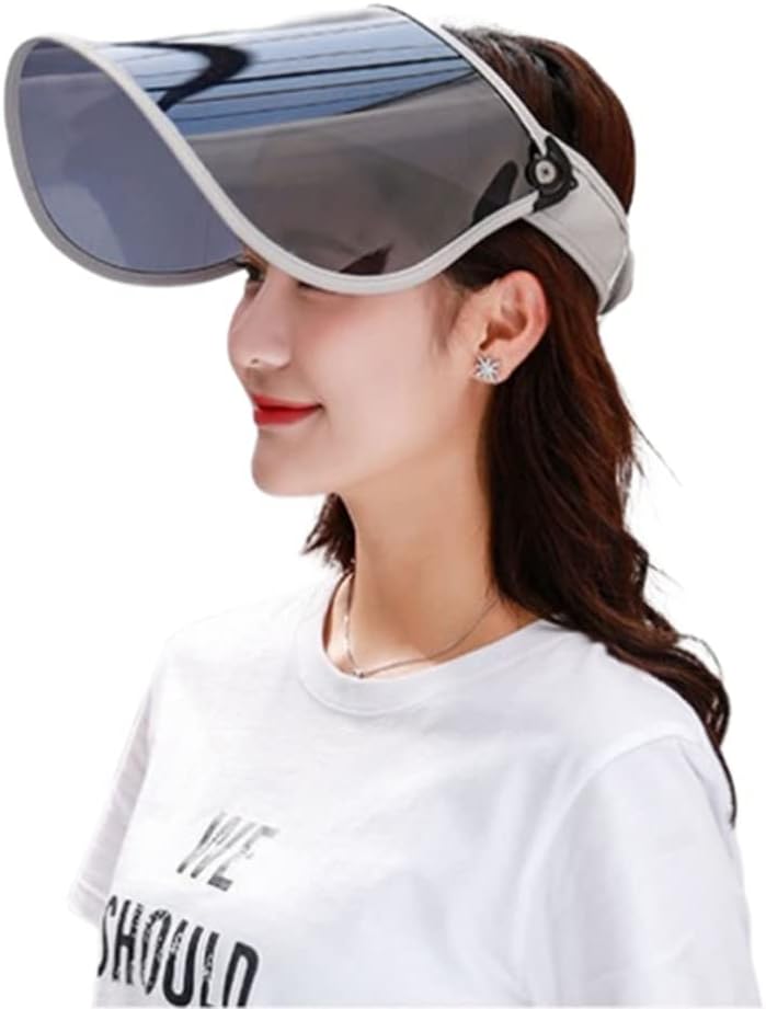 WITHMOONS Sunblock UV Protection Visor Sun Face Shield Hat, Grey, L