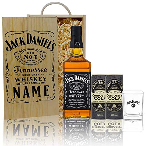Personalised Jack Daniels No.7 Original Whiskey Gift Set with JD Glass & Fentimans Curiosity Cola - Perfect for Christmas