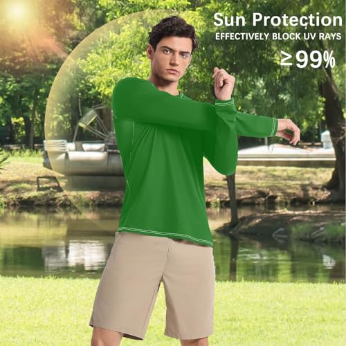 Dark Green UPF 50+ Sun Shirts for Men Comfortable Long Sleeve Mens Sun Shirts Protection Long Sleeve Summer4