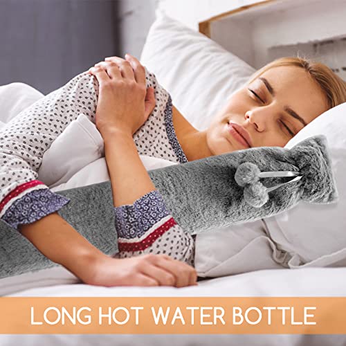 Wärmflasche Jsdoin Jsdoin Extra Lange Heißwasserflasche mit Super Weichem Fleece Gemütliche Abdeckung 72CM Große Heißwasserflasche Hand Füße Wärmer, Nacken und Schultern Schmerzlinderung