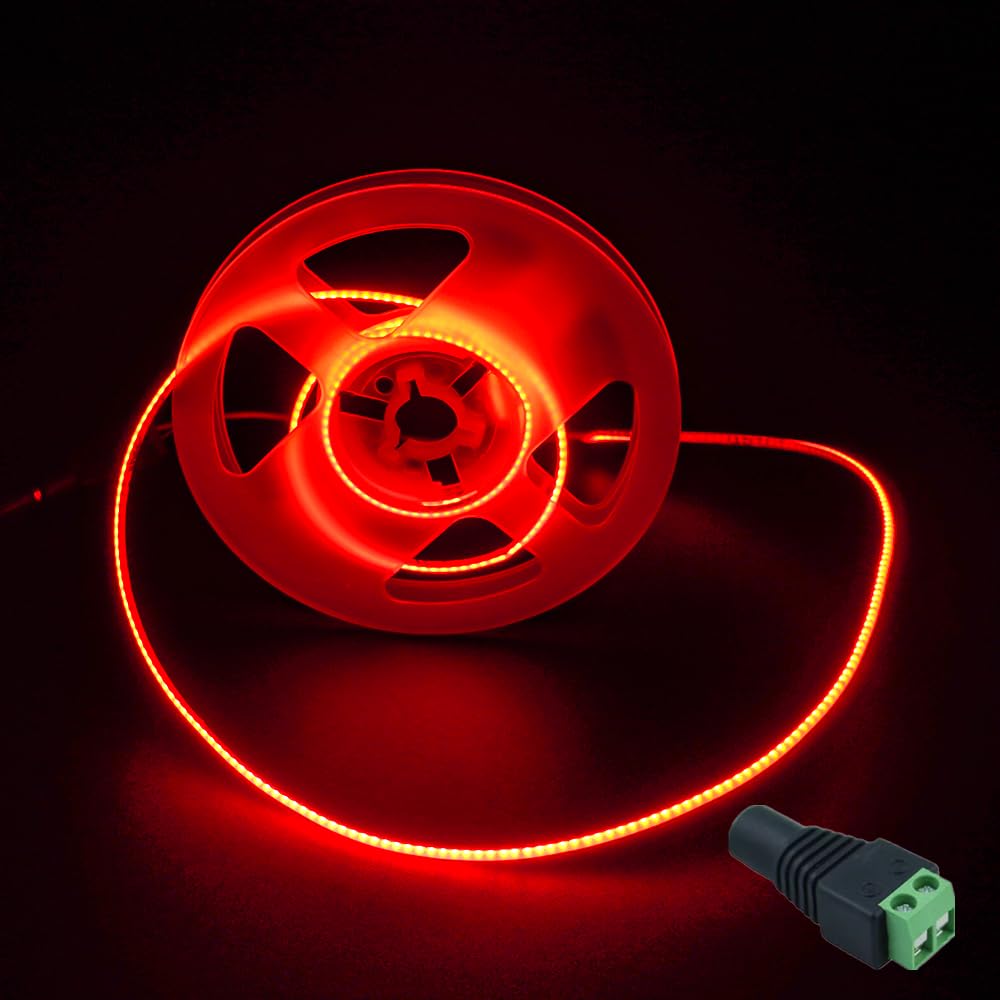 JBdusn 12V COB LED Strip 5m, Red Flexible LED Strip Lights with 480LEDs/M,CRI 90+, 2mm Width,Uniform Dotless LED Tape Light for Room Cabinet Home DIY Projects (Not Power Supply) — image 1