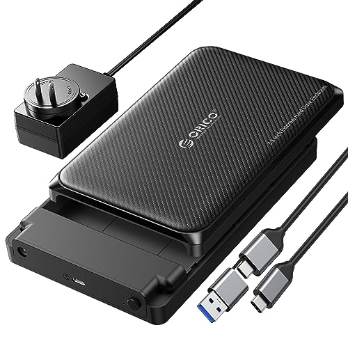 ORICO USB C Hard Drive Enclosure for 3.5 2.5 Inch SATA III/II/I SSD HDD Up to 20TB, Tool Free SATA Enclosure Support UASP, USB A & C Devices, with 12V/2A Power Adapter, USB Cable (DDW35C3)