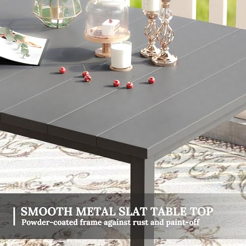 Image of VICLLAX Patio Dining Set for 4, All Weather 5-Piece Patio Set-40.2 inch Square Outdoor Table and 4 Stackable Chairs for Lawn Garden and Backyard,Grey Tabletop