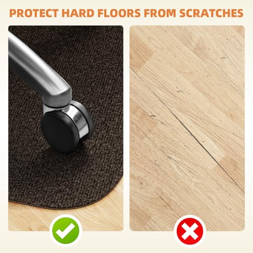 Image of Office Chair Mat for Hardwood and Tile Floor, Computer Chair Mat, Non-Slip Floor Protector Rug Carpet, Non-Curve, Under Desk Mat for Rolling Chair, Coffee(48 inchx36 inch)