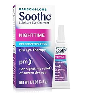 Soothe Lubricant Eye Ointment by Bausch & Lomb for Dry Eye Relief, Moisturizing Nighttime Therapy Suitable for Sensitive Eyes, Preservative Free, 1.8 Oz