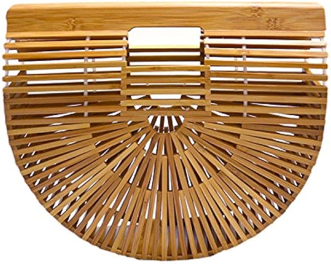 Miuco Womens Bamboo Handbag Handmade Large Tote Bag Straw Beach Bags Beach Purse