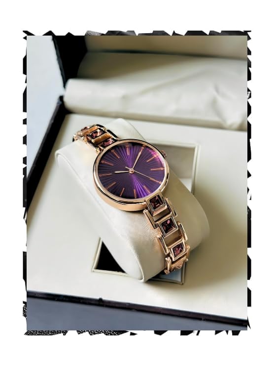 Image of AMERICANVIBER Red Diamond-Studded Women's Analog Watch with Adjustable Strap, Stylish Round Dial Wrist Watch for Girls & Ladies, Suitable for Casual, Office, and Formal Use