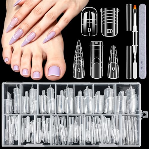 MELLIEX 152 Pièces Capsule Popit Ongle Kit, 5 Styles 15 Tailles Réutilisables Formes à Ongles en Polygel pour Mains & Pieds Débutants et Pros Manucure...