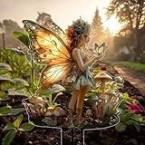 Enchanting Fairy Garden Decor with Glowing Wings & Butterflies - Rustic Plastic Bonsai Ornament for Easter & Outdoor Spaces, Fairy Garden Accessories