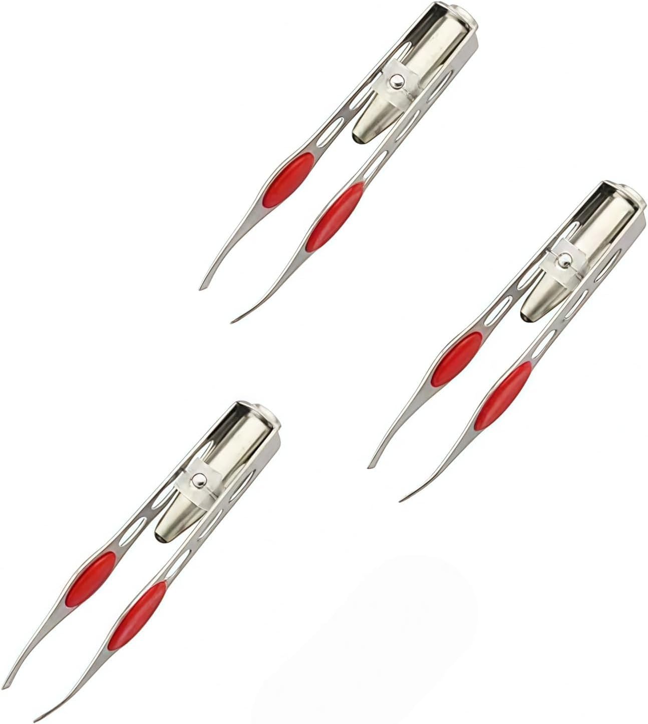 3Pcs Silver Tweezer With LED Light for Hair Removal Makeup Tool Eyebrow Eyelash Tweezers for Women Facial Hair, Lash Trimmer,Hair Ingrown for Tweezer,Women's Hair Removal Tweezers