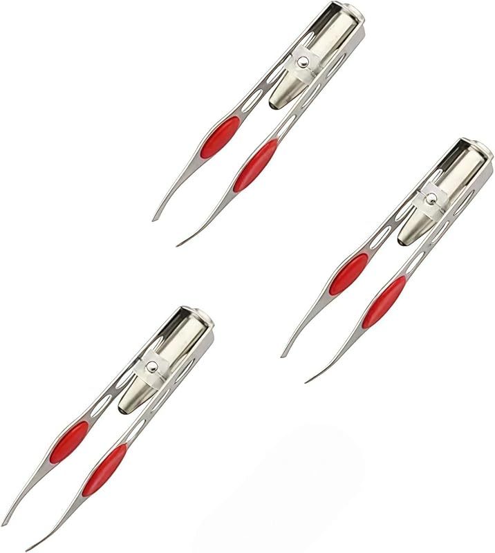 Galepromot Conjunto com 3 pinças prateadas de ponta de precisão com luz LED