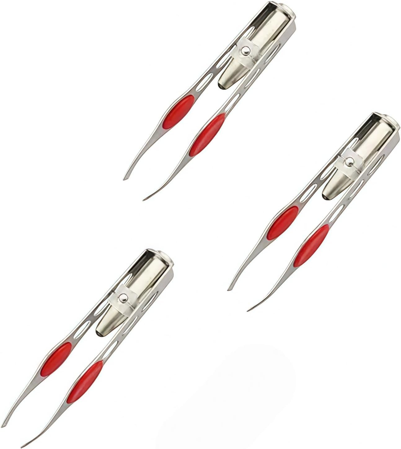 3Pcs Silver Tweezer With LED Light for Hair Removal Makeup Tool Eyebrow Eyelash Tweezers for Women Facial Hair, Lash Trimmer,Hair Ingrown for Tweezer,Women's Hair Removal Tweezers