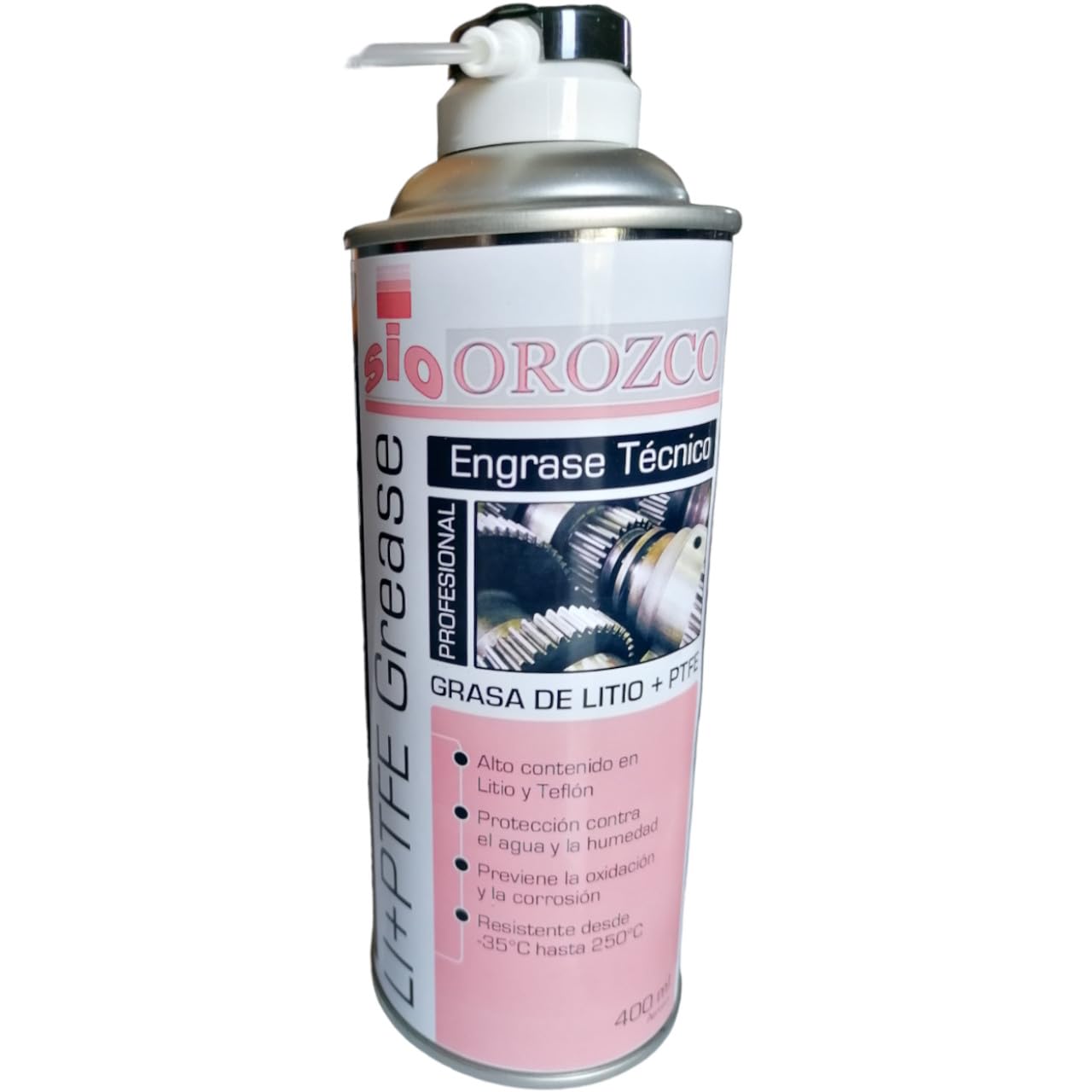 SIO 3x Grasa de Litio Blanca en Spray con PTFE 400 ml – Lubricante Aerosol Líquido con Teflón – Antidesgaste, Anticorrosión y Resistente al Agua – Para Bisagras, Cadenas, Rodamientos, Guías y Mecánica