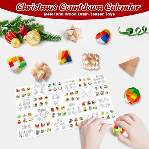 Calendrier-de-lAvent-2024-Casse-Tete-24-jours-de-Noel-avec-Casse-Tetes-en-Plastiques-et-en-Bois-Puzzles-3D-Tests-de-QI-et-Jeux-de-Demelage-pour-Enfants-Filles-Garcons-Adolescents-et-Homme Calendrier de l'Avent 2024 Casse-Tête - 24 jours de Noël avec Casse-Têtes en Plastiques et en Bois, Puzzles 3D, Tests de QI et Jeux de Démêlage pour Enfants, Filles, Garçons, Adolescents et Homme – Image 4