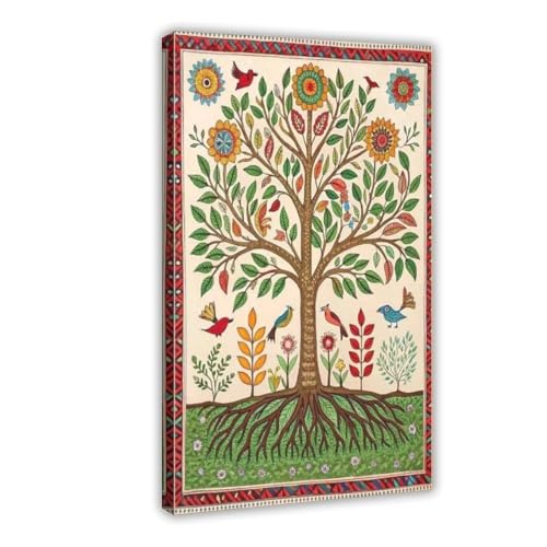 Arbre de vie indien sur toile bohème de haute qualité pour salon chic