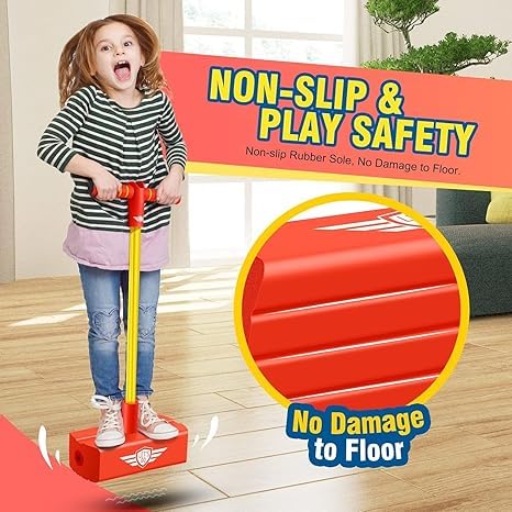 WZA Kids Pogo Jumper Fun and Safe Pogo Stick for Toddlers, Durable Foam Bungee Jumping Stick Makes Squeaky Sounds Improves Balance, Bouncing Toy for Ages 3 and up Holds up to 250lbs - { Multicolor } 4