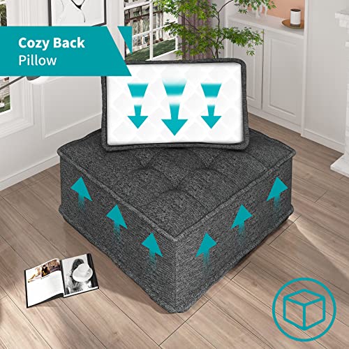 Balus Modular Sectional Sofa Couch, 2 Seater Cozy Portable Couches, Armless Floor Sofa Couch, Soft Fabric Sofa Bed For Bedroom, Living Room And Sturdy Room, Free Combination, 2 Pcs Dark Grey #TOP3