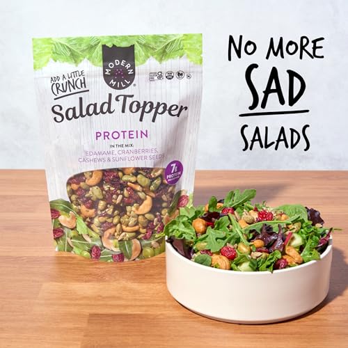 Image of Modern Mill Protein Packed Salad Topper By Gourmet Nut - Mixed Nuts (Roasted Cashews), Dried Cranberries & Edamame & Sunflower Seeds - Gluten Free, Low Sodium, Kosher, Plant Protein Snack, 12oz. Bag