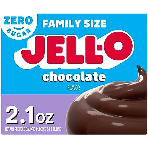 Image of Jell-O Chocolate Flavor Zero Sugar Instant Reduced Calorie Pudding & Pie Filling, Family Size, 2.1 oz. Box