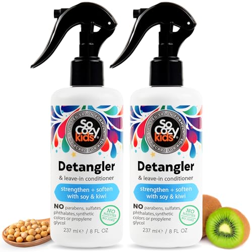 Image of SoCozy 2-in-1 Detangler & Leave In Conditioner Spray (8 Fl Oz, Pack Of 2) - Hair Detangler & Conditioner for Kids with Keratin, Soy Protein & Kiwi Extract