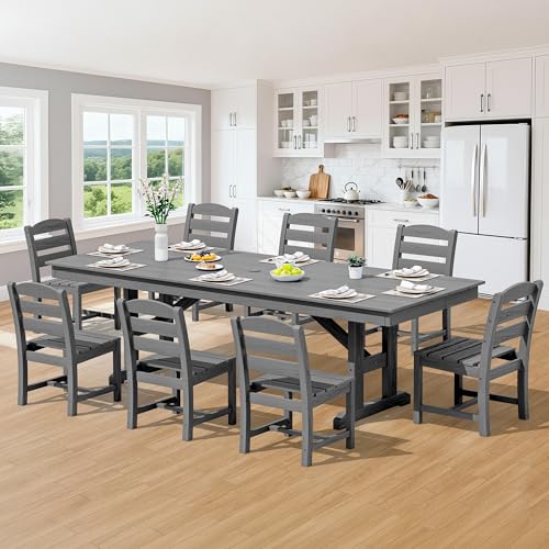 Image of SERWALL Outdoor HDPE Armless Dining Chairs Set of 2, Gray