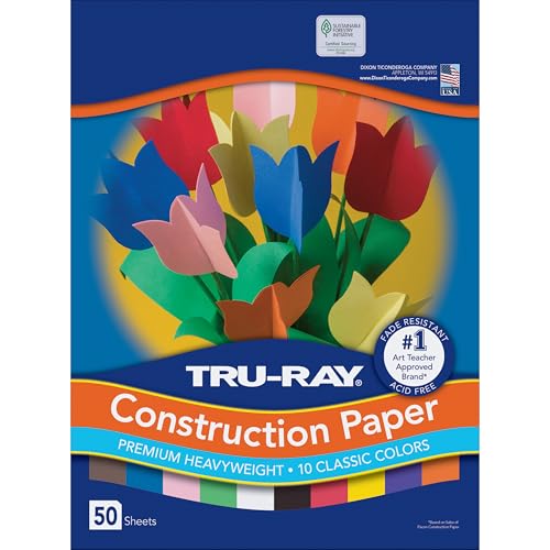 Tru-Ray Construction Paper P103031, 10 Classic Colors, 9' x 12', 50 Sheets