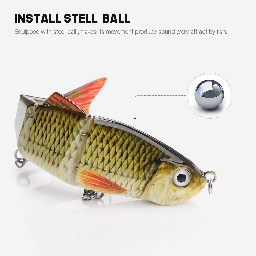 3pcs/Los 16G 12 cm sinkend 4-segmente lebensechte Fischerei Köder Wobblers Sets von Ködern Swimbait Hartköderfischen (Color : Set A)
