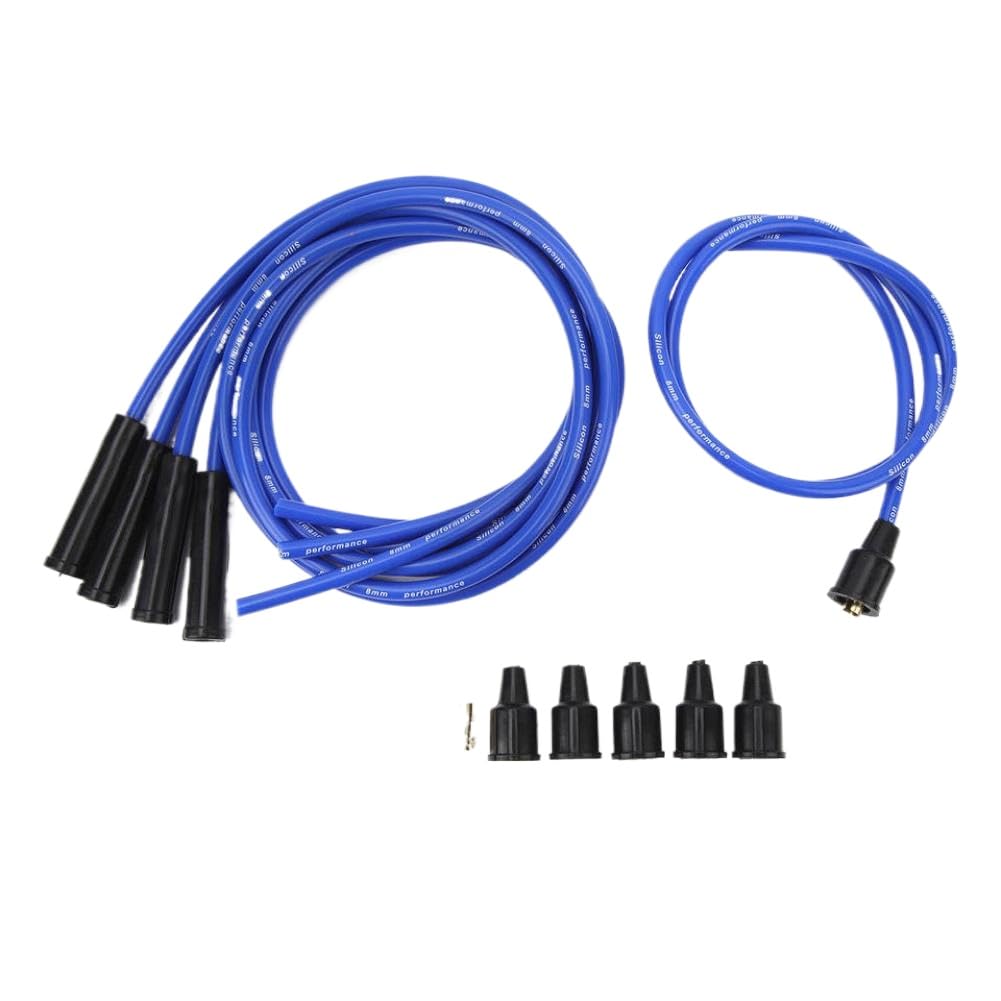 8mm Spark Plug Wire 1m Length Efficiency Stable Ignition Spark Plug Wire Set for 4 Cylinder Cars(Blue)